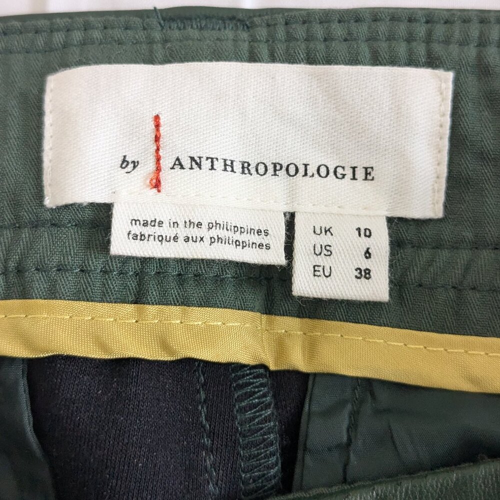 Anthropologie Crop Pants Women's Size 6 Forest Green Culottes Soft Faux Leather - Picture 4 of 13